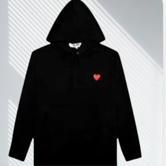 Comme des Garçons PLAY black with red heart patch pullover hoodie XXL - Picture 1 of 9